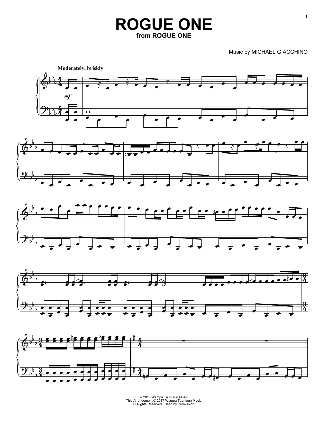 Michael Giacchino Rogue One sheet music notes and chords. Download Printable PDF.