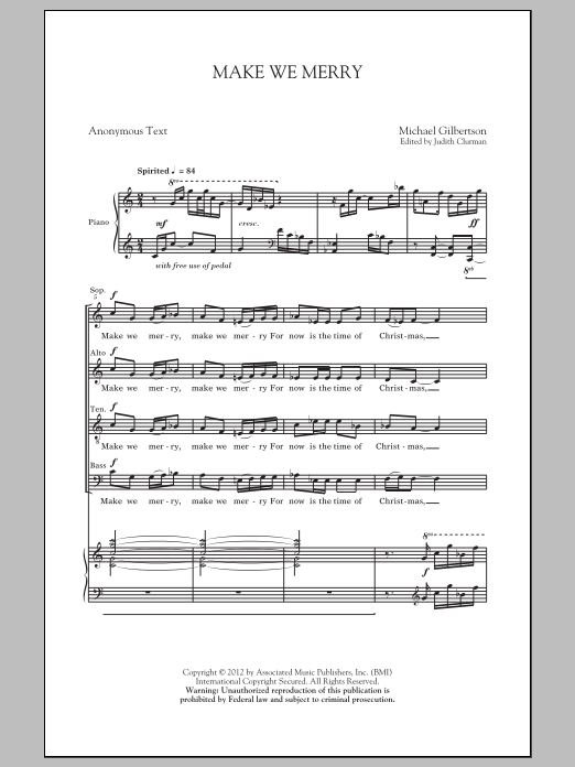 Michael Gilbertson Make We Merry sheet music notes and chords. Download Printable PDF.