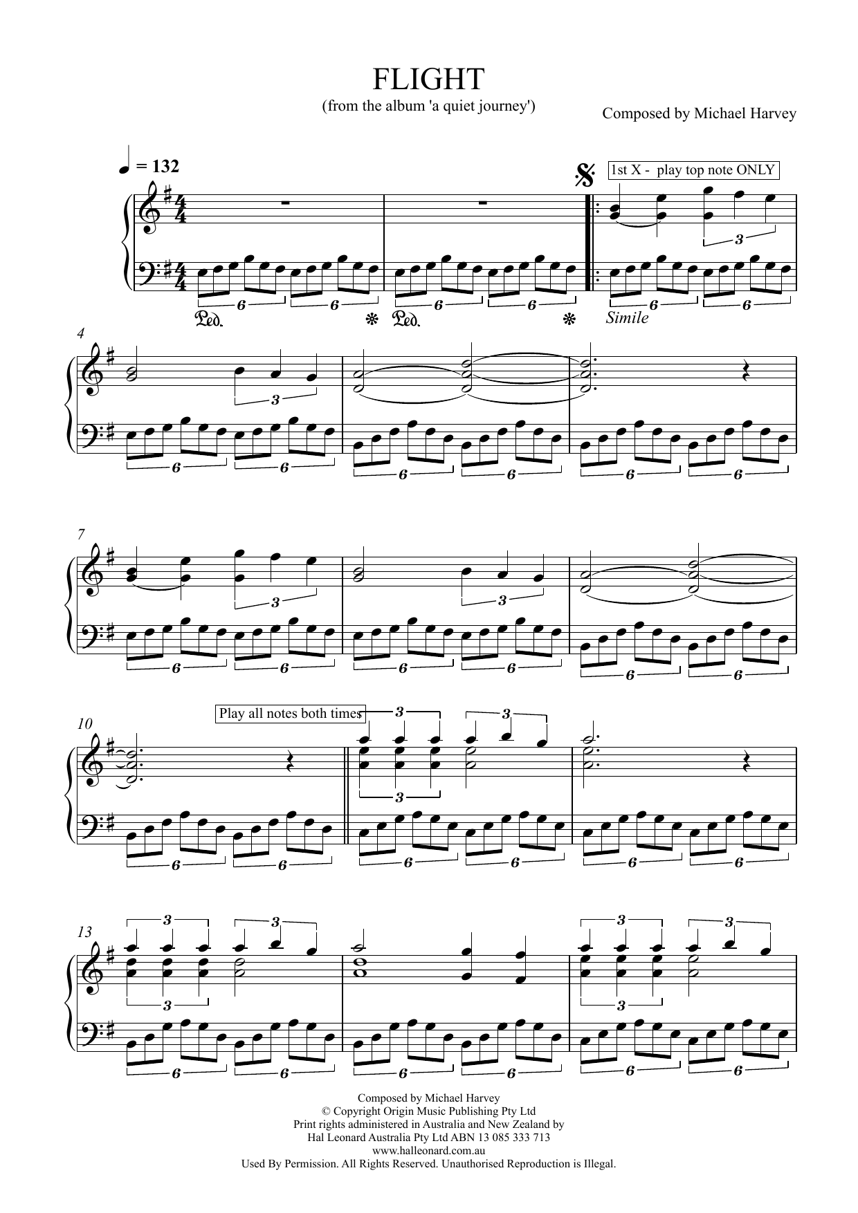 Michael Harvey Flight sheet music notes and chords. Download Printable PDF.