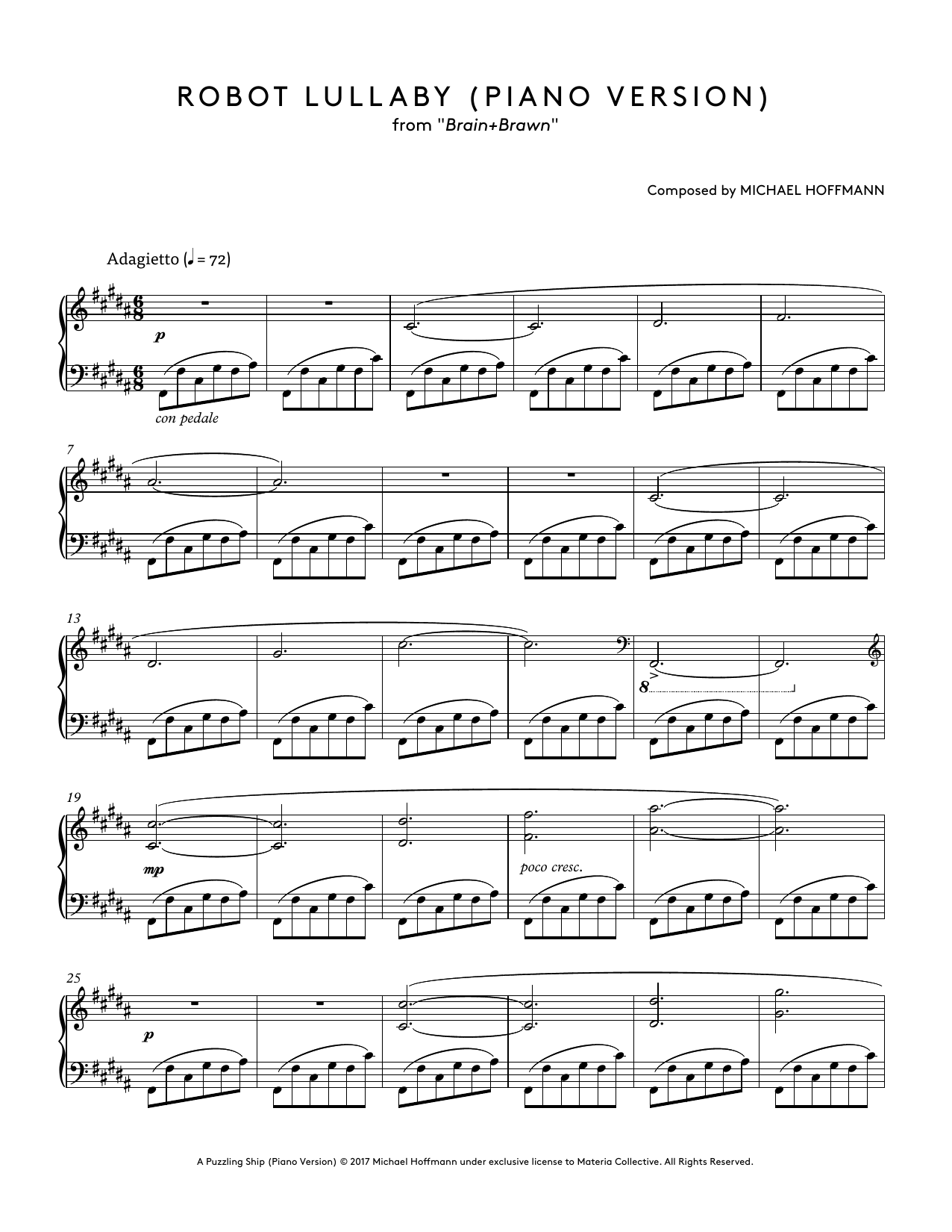 Michael Hoffmann Robot Lullaby sheet music notes and chords. Download Printable PDF.