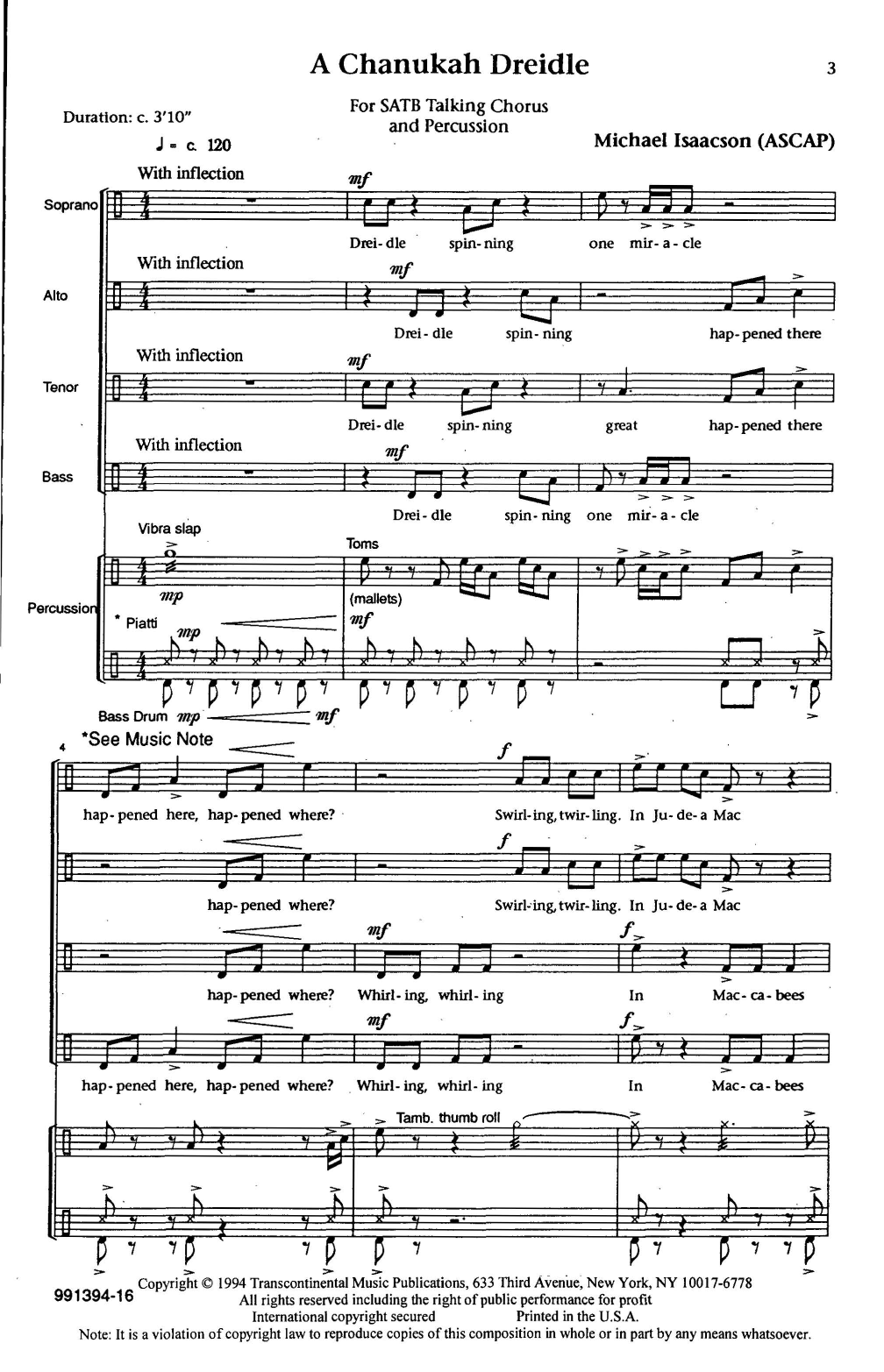 Michael Isaacson A Chanukah Dreidle sheet music notes and chords. Download Printable PDF.