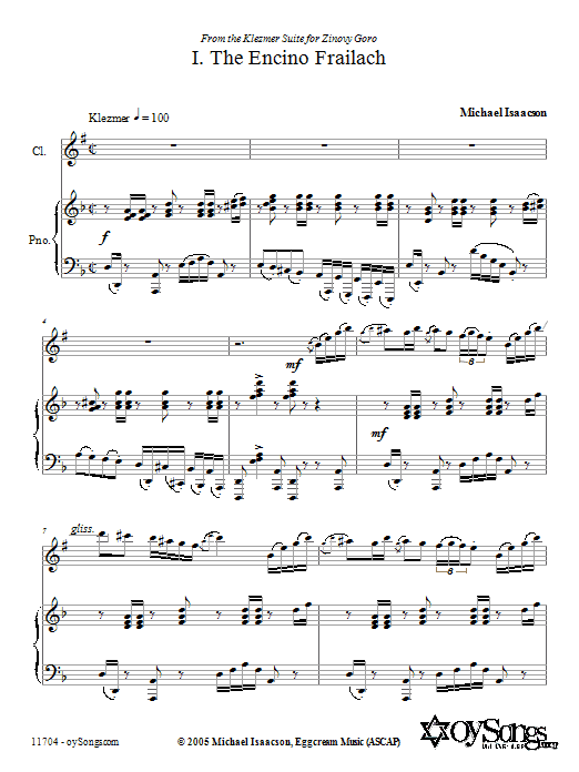 Michael Isaacson Encino Frailach sheet music notes and chords. Download Printable PDF.