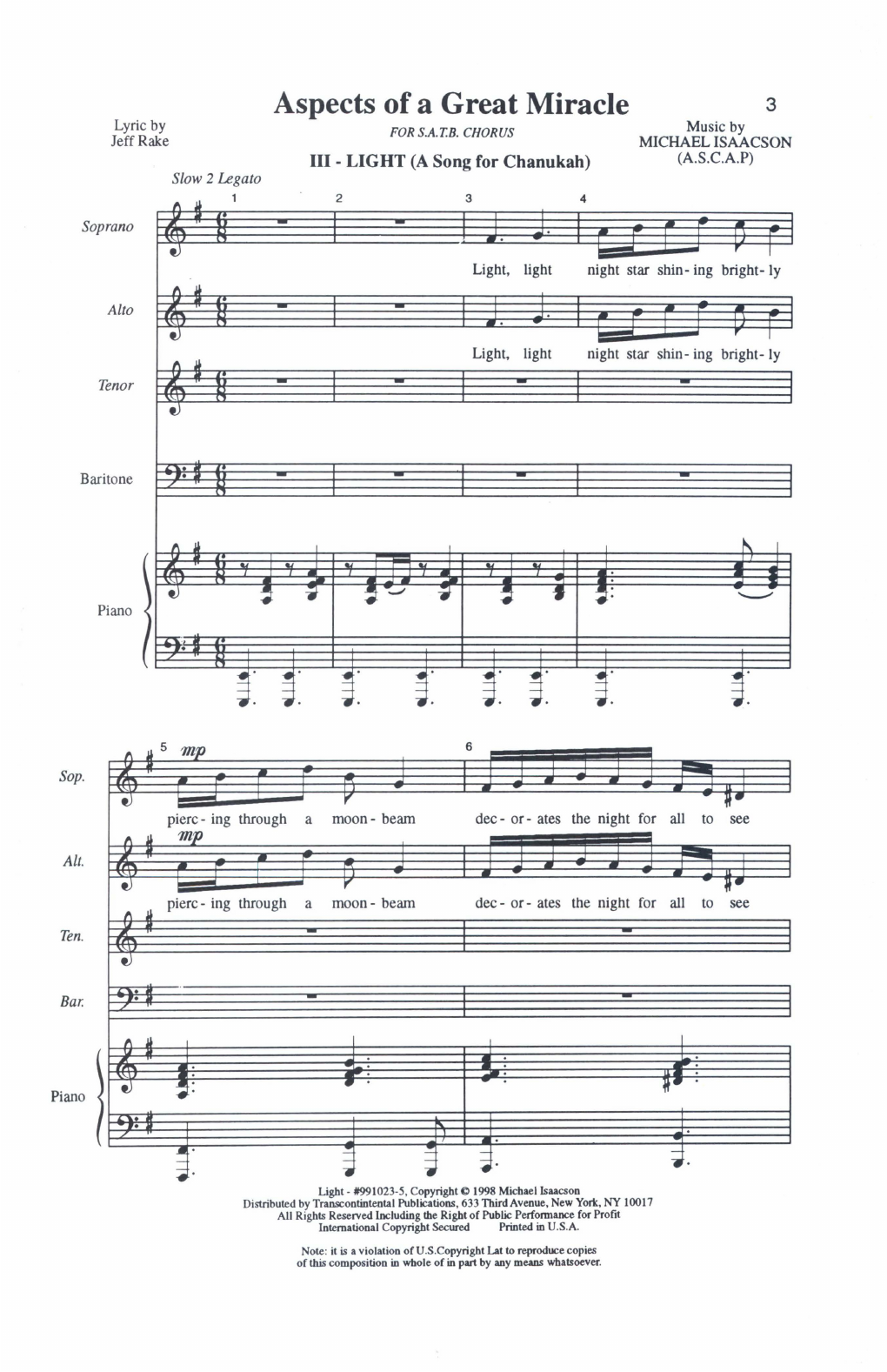 Michael Isaacson Light Piano sheet music notes and chords. Download Printable PDF.