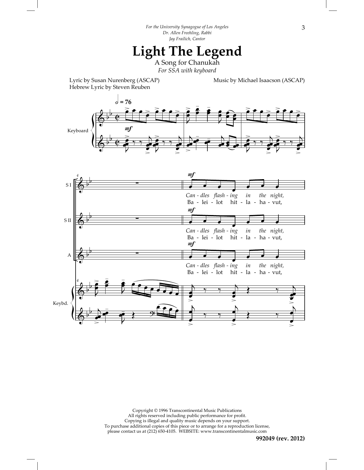 Michael Isaacson Light The Legend sheet music notes and chords. Download Printable PDF.