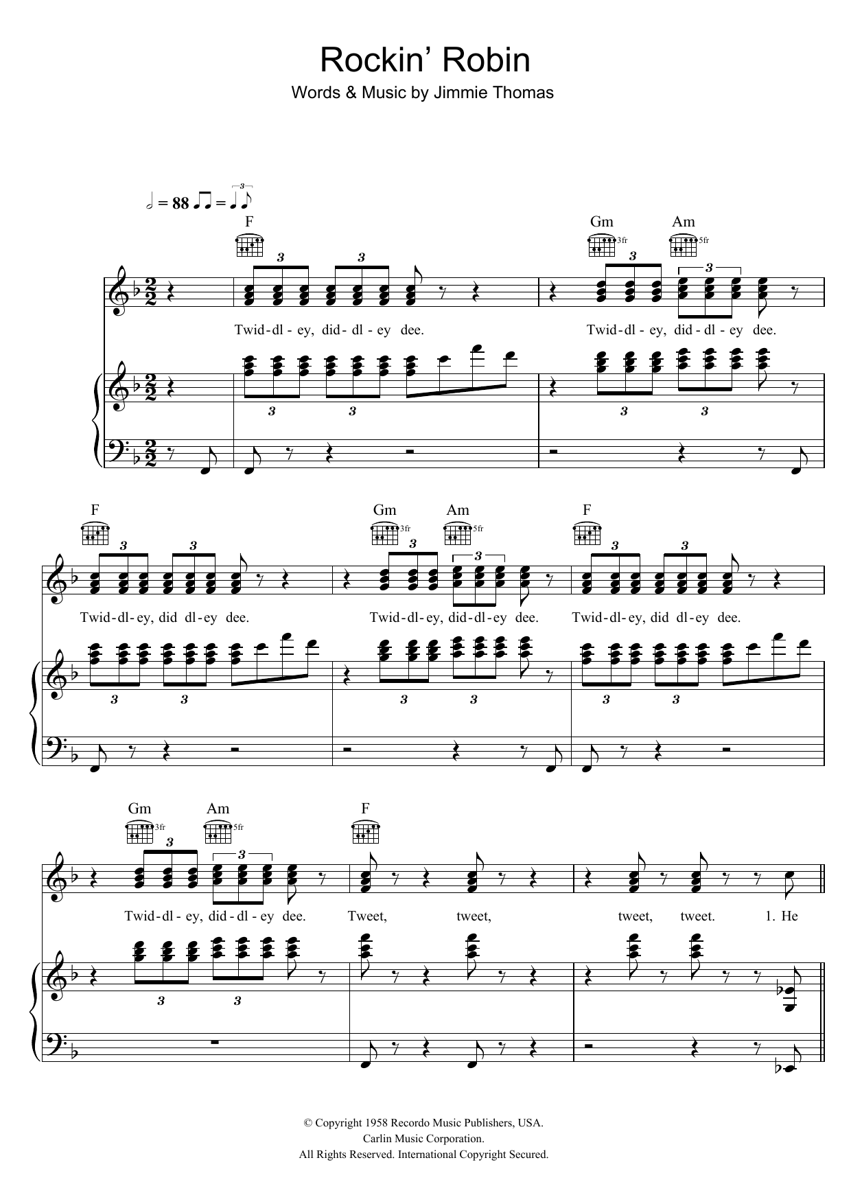 Michael Jackson Rockin' Robin sheet music notes and chords. Download Printable PDF.