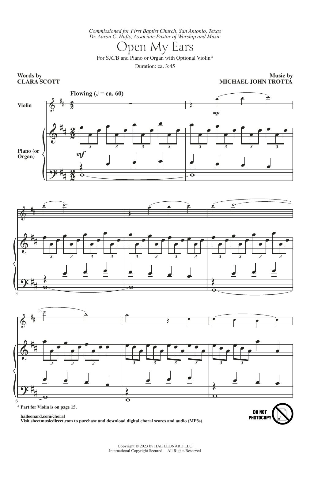 Michael John Trotta Open My Ears sheet music notes and chords arranged for SATB Choir