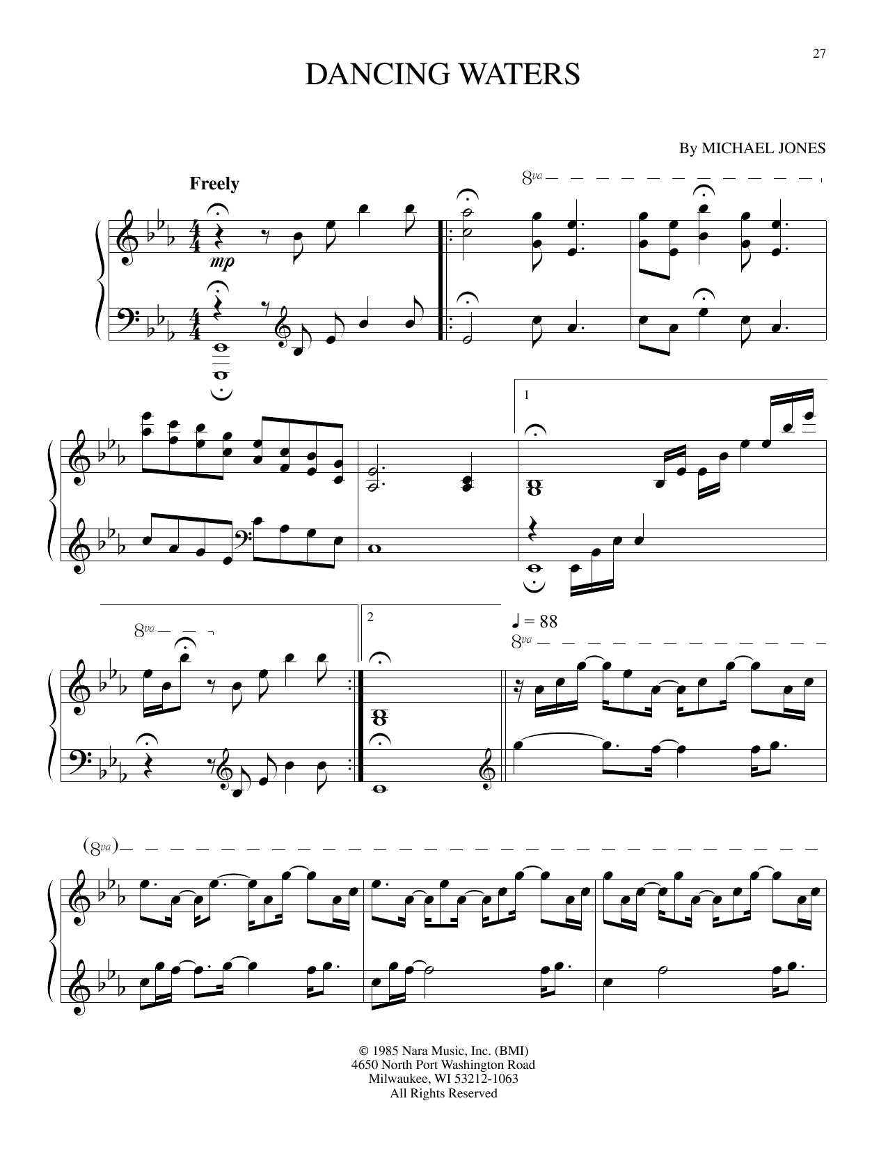 Michael Jones Dancing Waters sheet music notes and chords. Download Printable PDF.