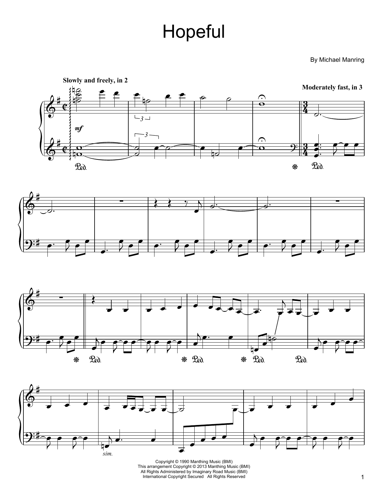 Michael Manring Hopeful sheet music notes and chords. Download Printable PDF.