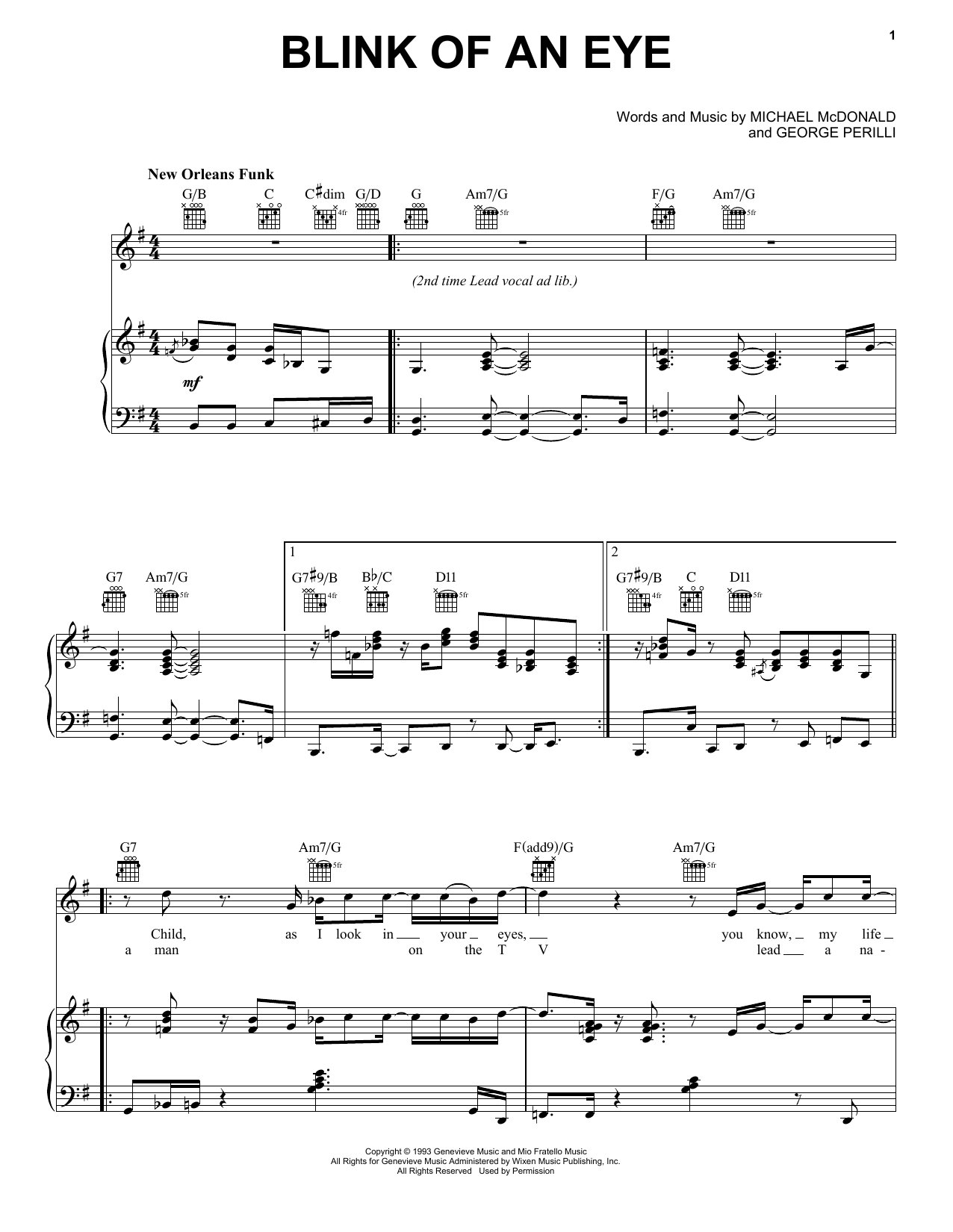 Michael McDonald 'Blink Of An Eye' Sheet Music | Download Printable PDF  Chords & Score at FreshSheetMusic.com