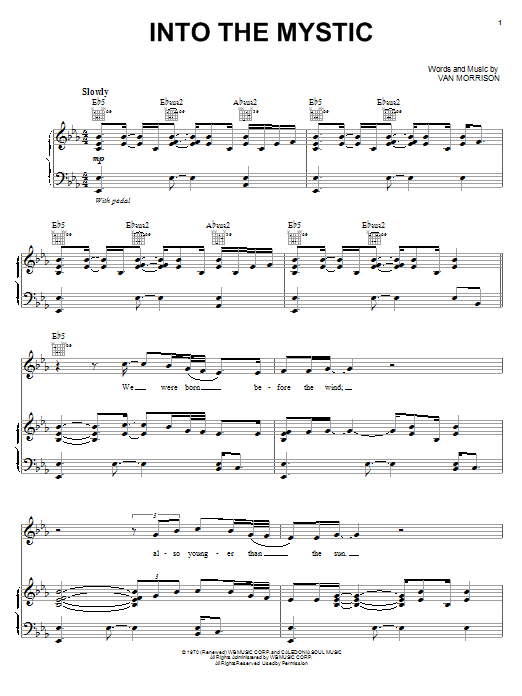 Michael McDonald Into The Mystic sheet music notes and chords. Download Printable PDF.