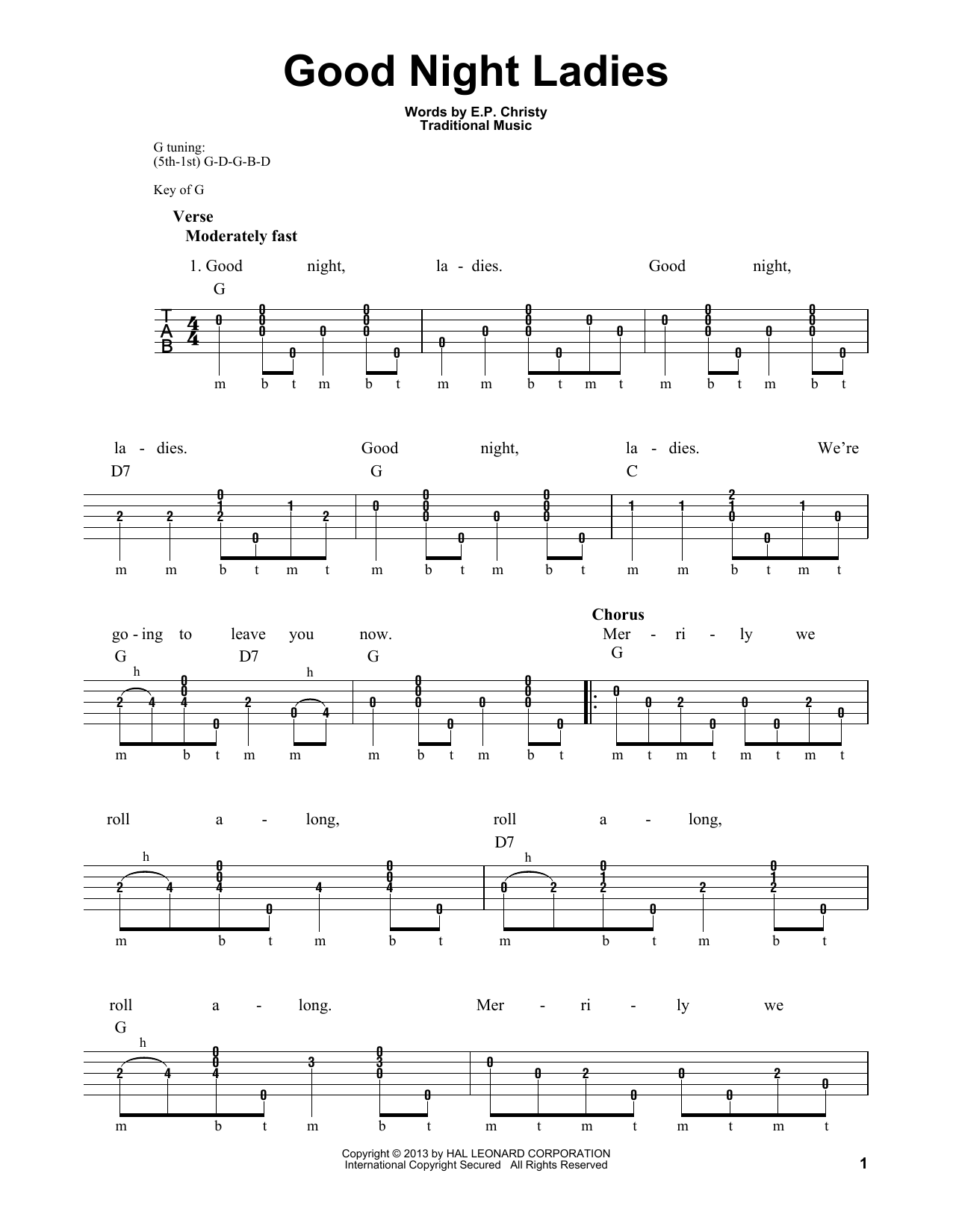 E.P. Christy Good Night Ladies sheet music notes and chords. Download Printable PDF.