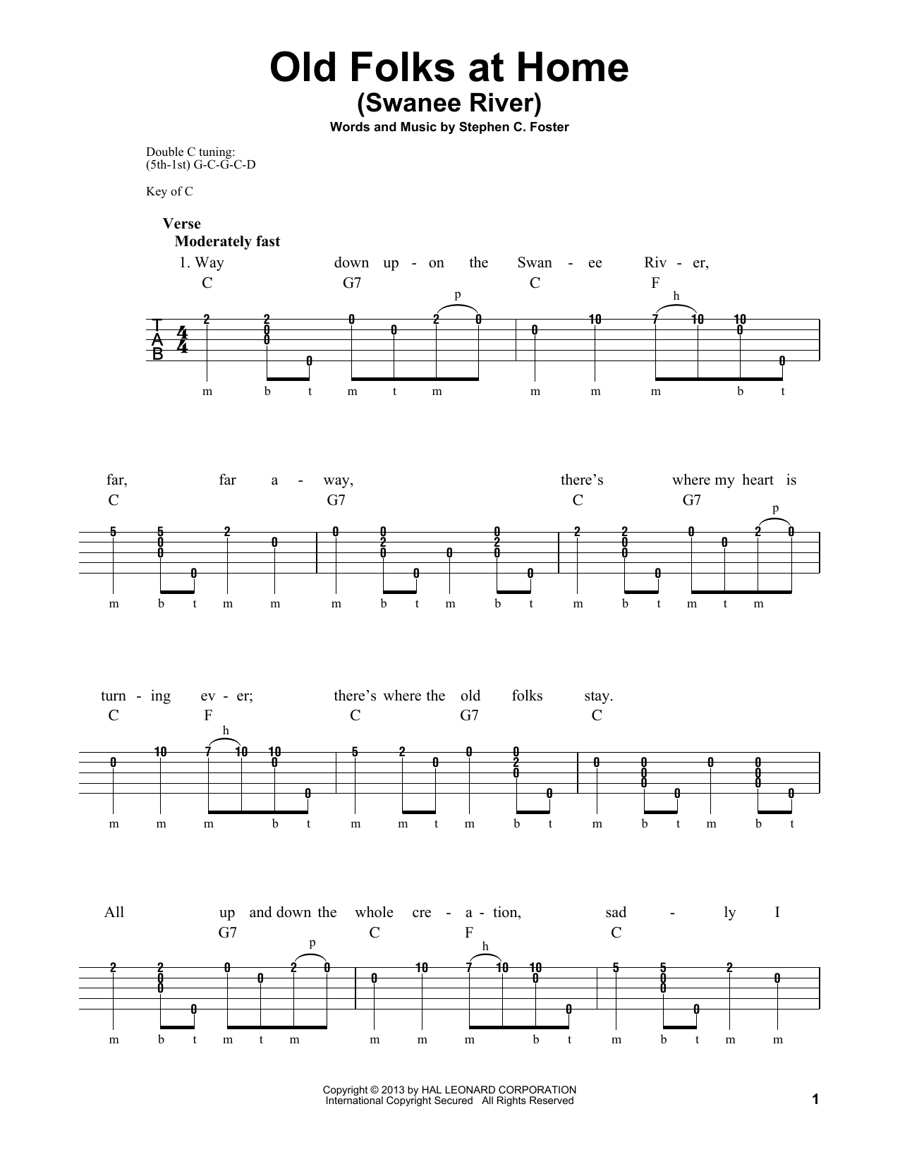 Learn to play Michael Miles Old Folks At Home (Swanee River) sheet music for Banjo Tab in minutes. Price: 7.8900$ Michael Miles Old Folks At Home (Swanee River) sheet music notes and chords arranged for Banjo Tab