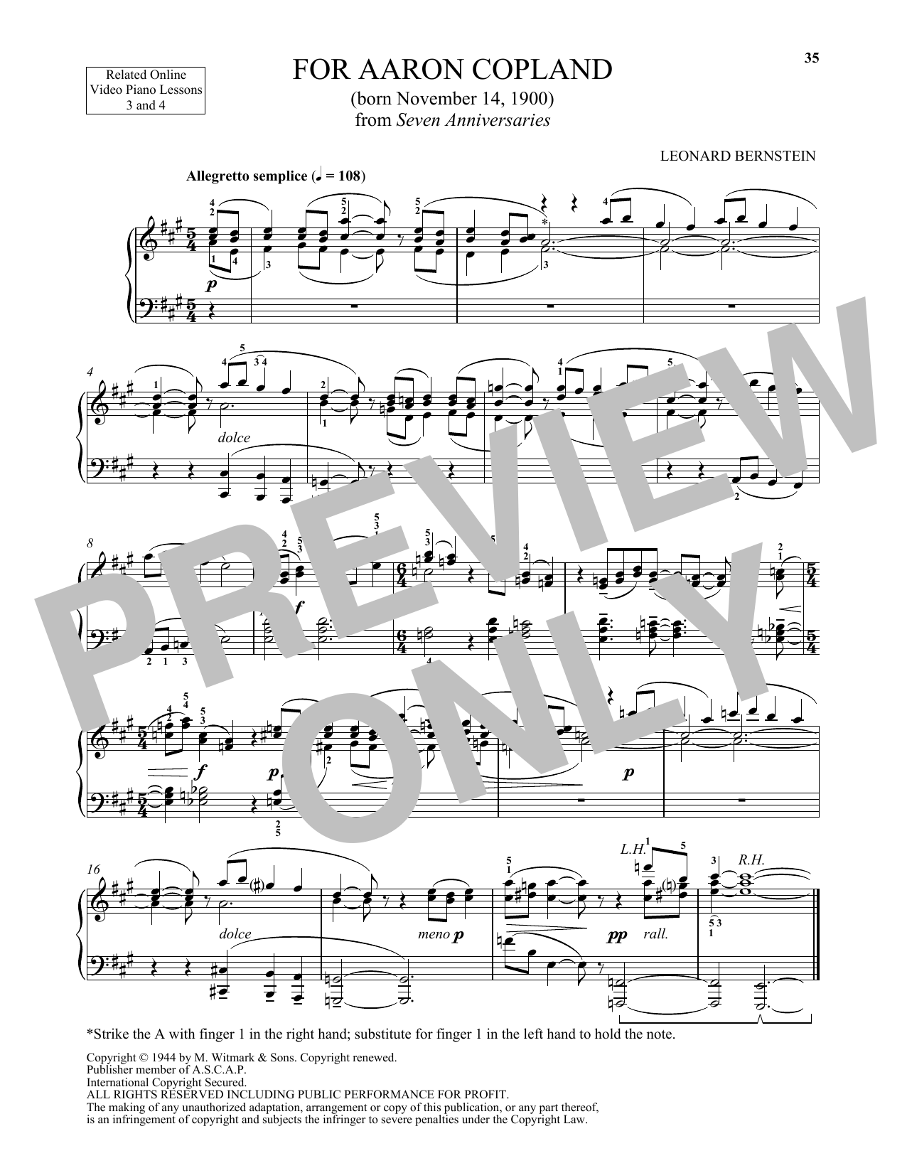 Learn to play Michael Mizrahi For Aaron Copland sheet music for Piano Solo in minutes. Price: 6.9900$ Michael Mizrahi For Aaron Copland sheet music notes and chords arranged for Piano Solo
