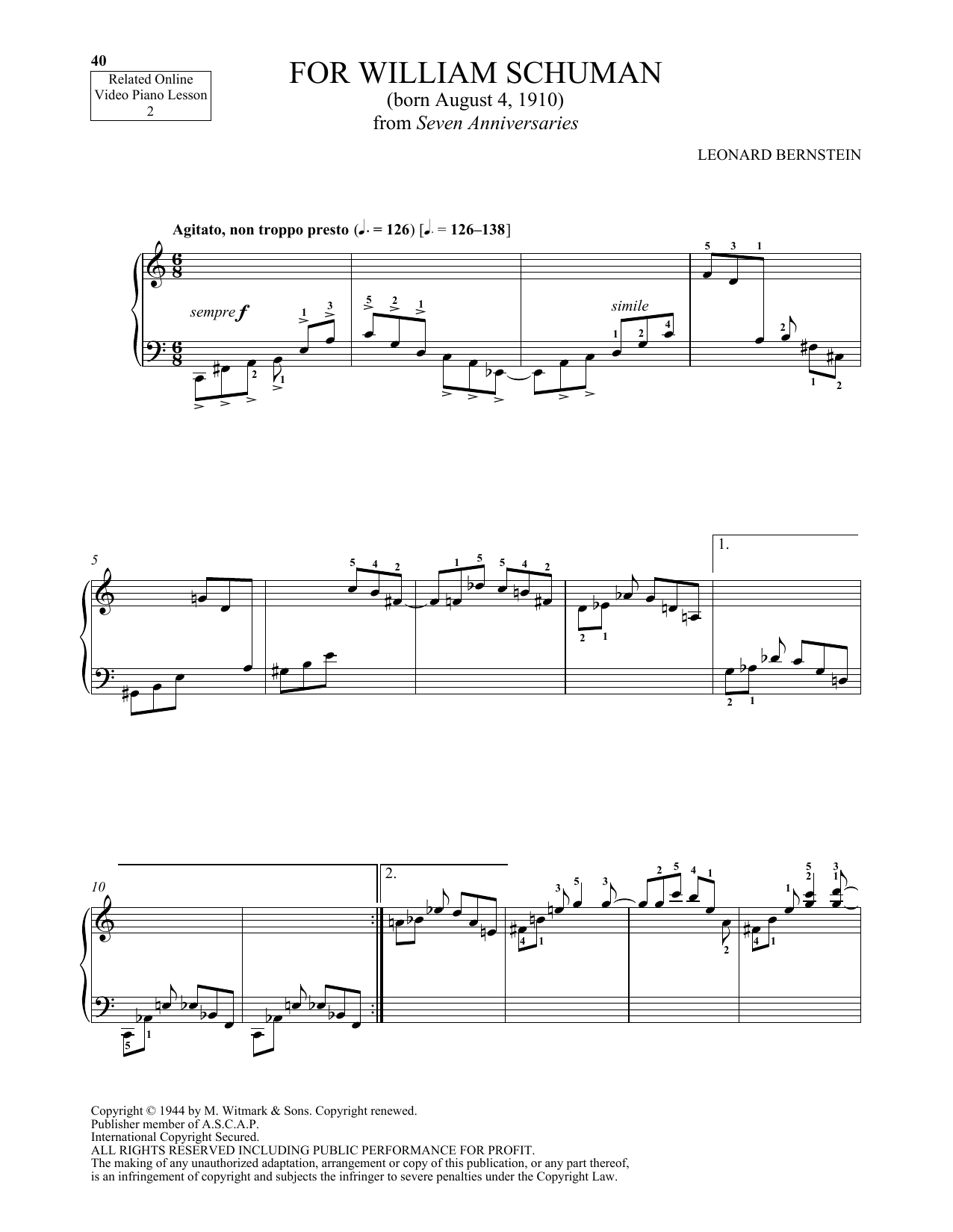 Learn to play Michael Mizrahi For William Schuman sheet music for Piano Solo in minutes. Price: 6.9900$ Michael Mizrahi For William Schuman sheet music notes and chords arranged for Piano Solo
