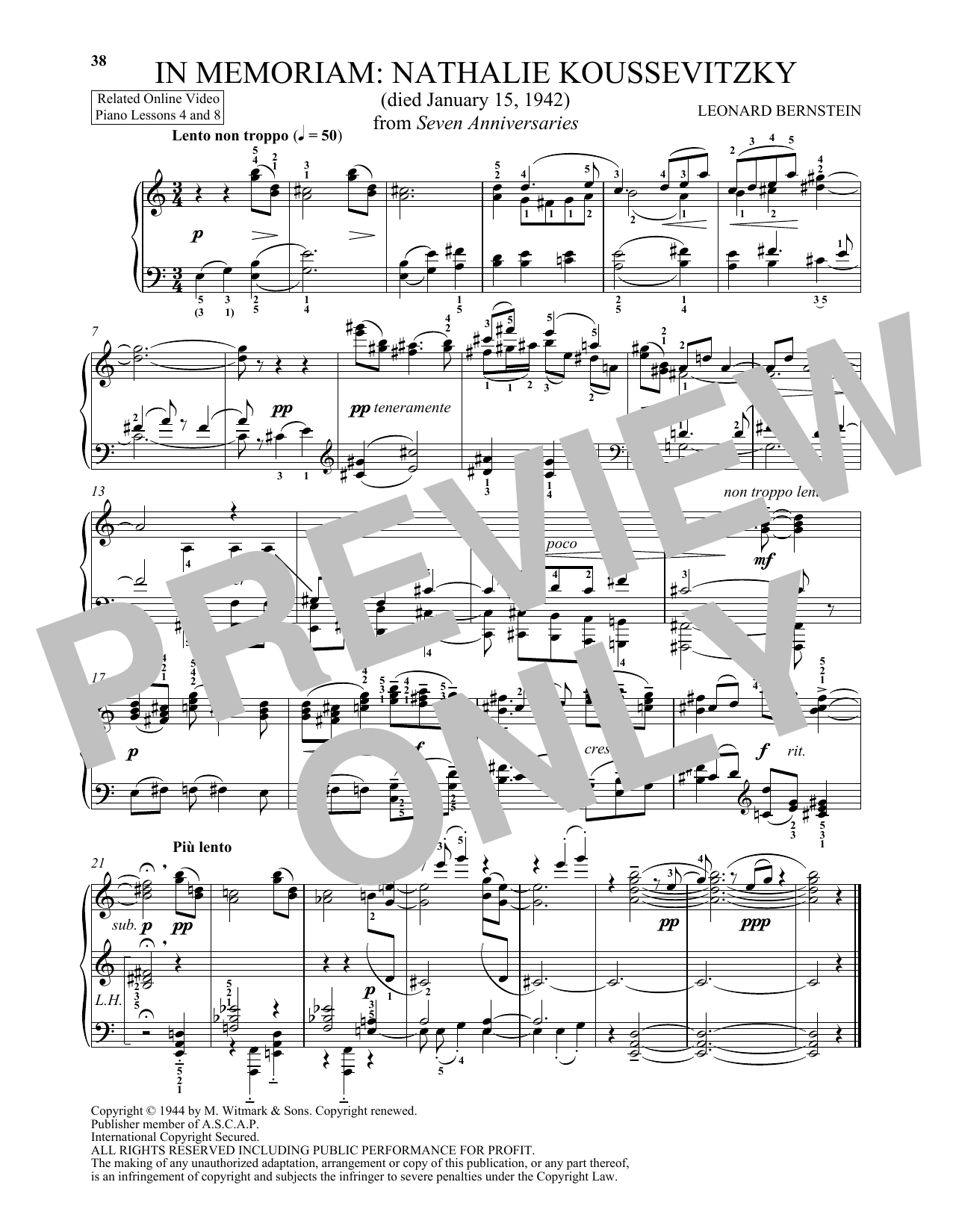 Learn to play Michael Mizrahi In Memoriam: Nathalie Koussevitzky sheet music for Piano Solo in minutes. Price: 6.9900$ Michael Mizrahi In Memoriam: Nathalie Koussevitzky sheet music notes and chords arranged for Piano Solo