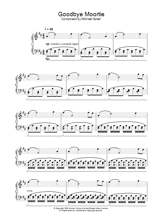 Michael Nyman Goodbye Moortie From The Diary Of Anne Frank Sheet Music Pdf Notes Chords Film Tv Score Piano Solo Download Printable Sku 33195
