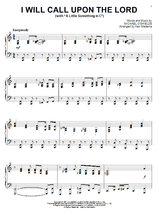 Michael O'Shields I Will Call Upon The Lord sheet music notes and chords arranged for Easy Lead Sheet / Fake Book
