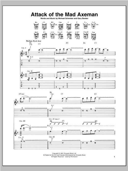 Michael Schenker Attack Of The Mad Axeman Sheet Music Pdf Notes Chords Rock Score Guitar Tab Download Printable Sku 95588 Attack of the mad axeman. michael schenker attack of the mad axeman sheet music notes chords download printable guitar tab pdf score sku 95588