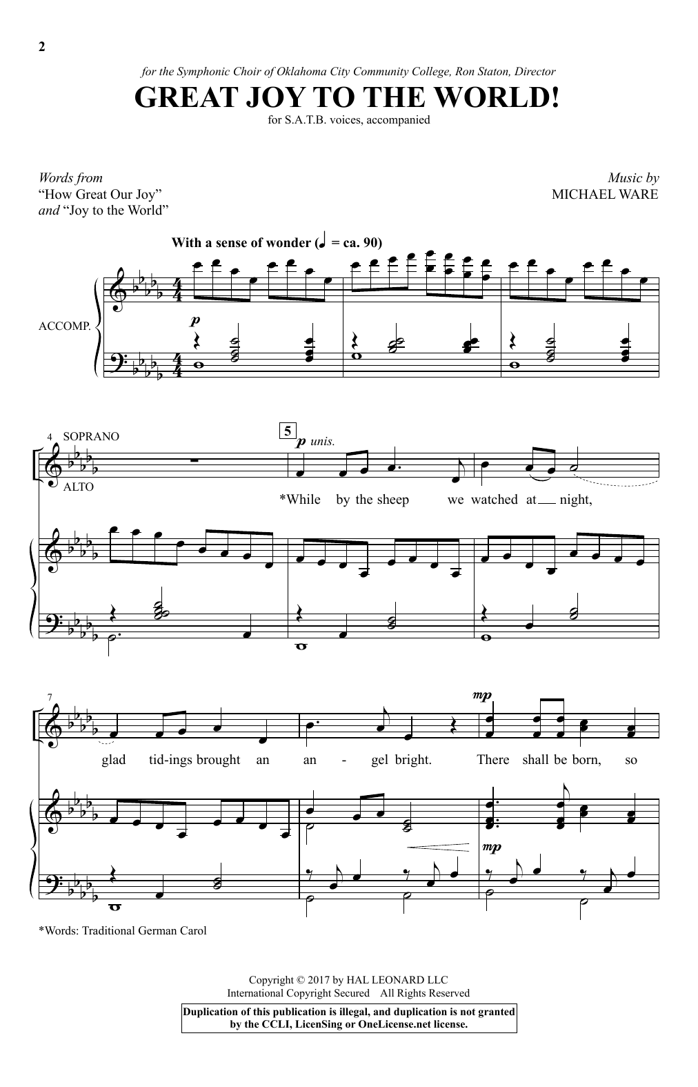Learn to play Michael Ware Great Joy To The World sheet music for SATB Choir in minutes. Michael Ware Great Joy To The World sheet music notes and chords. Download Printable PDF.