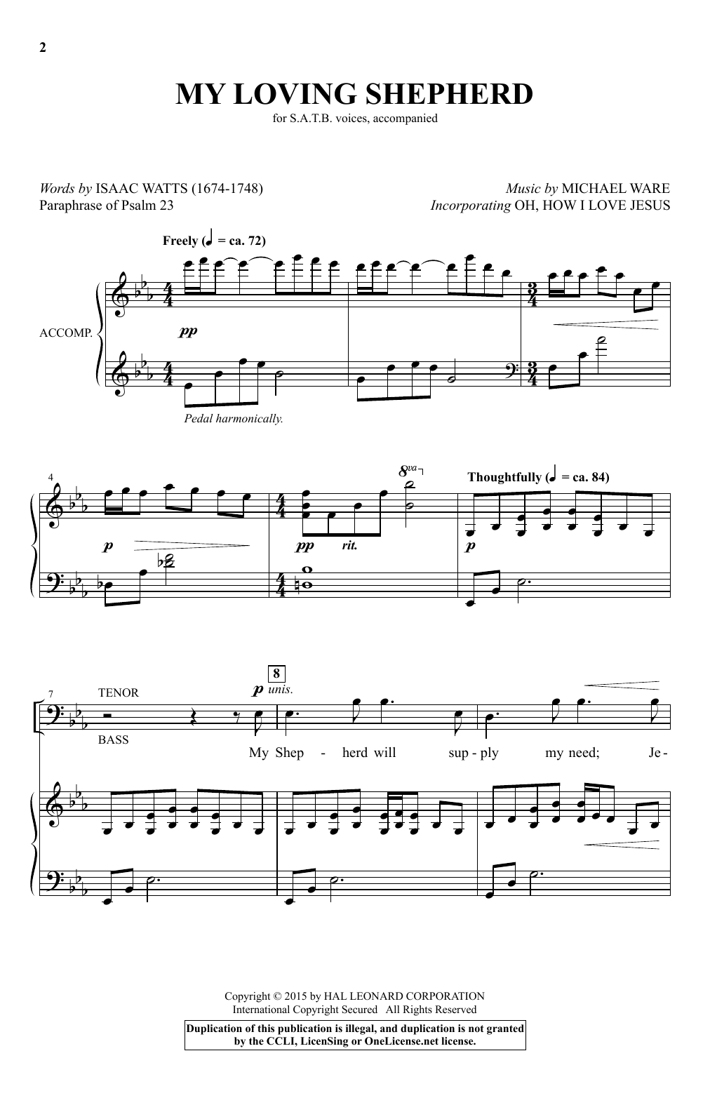 Michael Ware My Loving Shepherd sheet music notes and chords. Download Printable PDF.