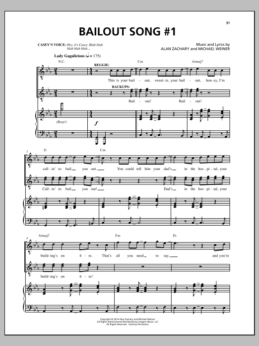 Michael Weiner Bailout Song #1 sheet music notes and chords. Download Printable PDF.