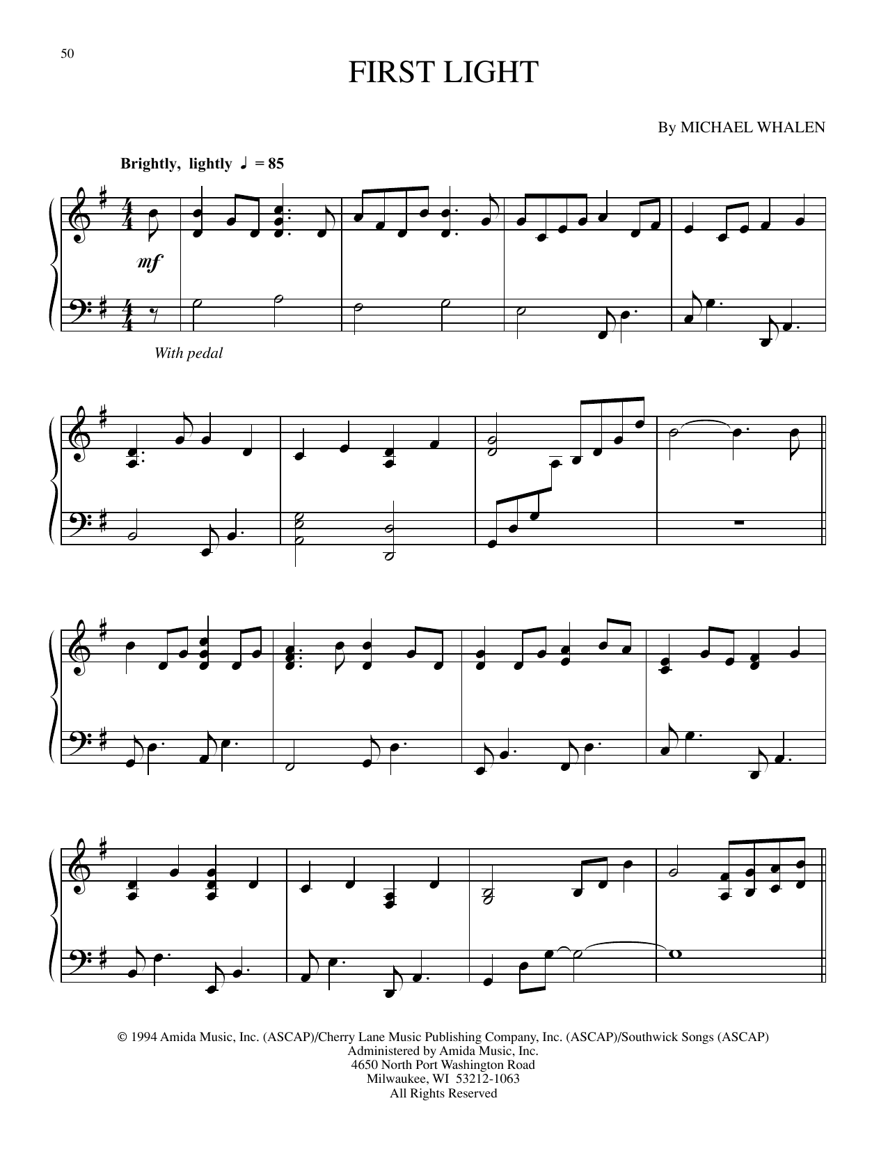 Michael Whalen First Light sheet music notes and chords. Download Printable PDF.