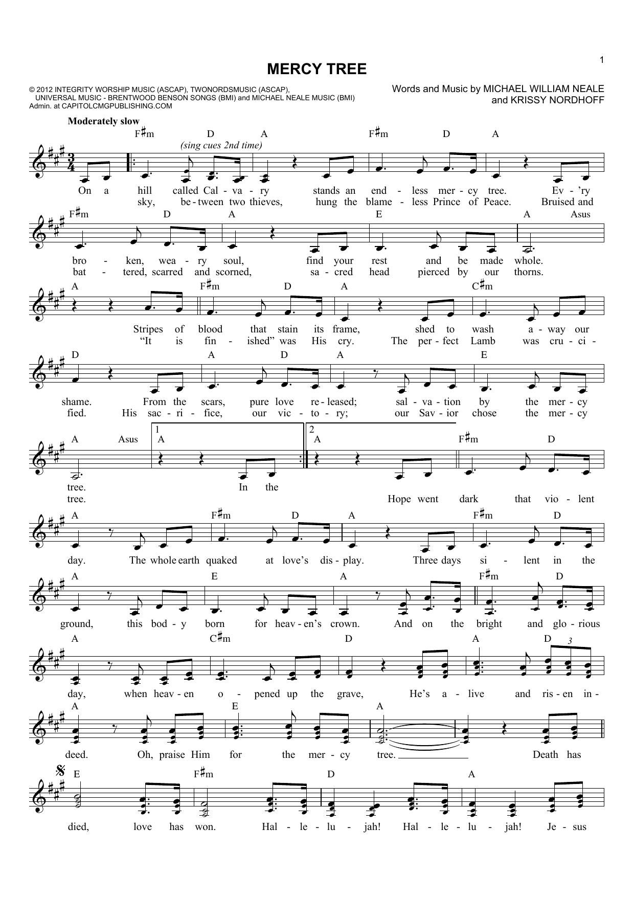 Michael William Neale Mercy Tree sheet music notes and chords. Download Printable PDF.