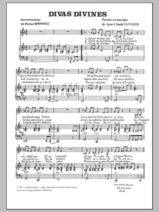 Michel Bernholc Divas Divines sheet music notes and chords. Download Printable PDF.