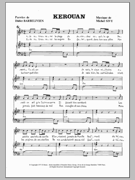 Michel Sivy Kerouan sheet music notes and chords. Download Printable PDF.