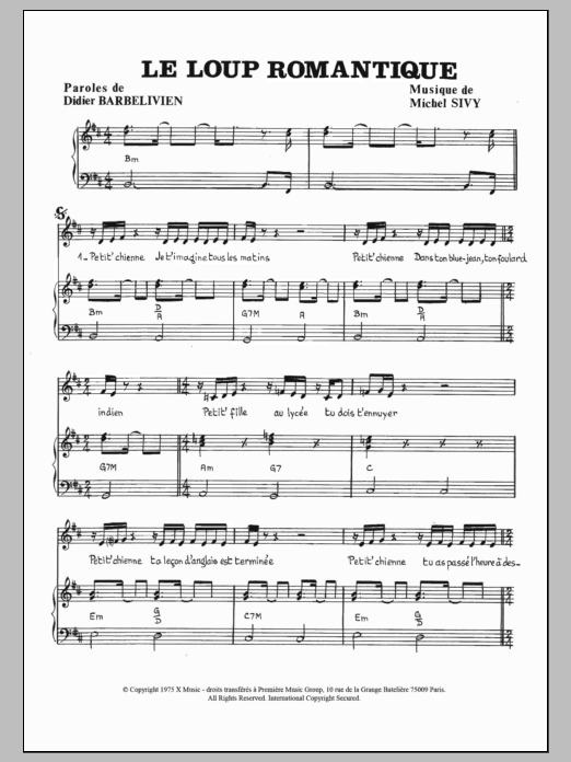 Michel Sivy Le Loup Romantique sheet music notes and chords. Download Printable PDF.