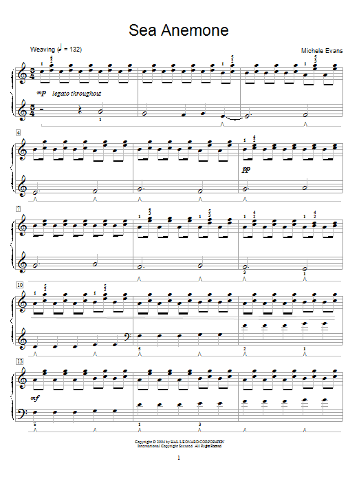 Michele Evans Sea Anemone sheet music notes and chords. Download Printable PDF.