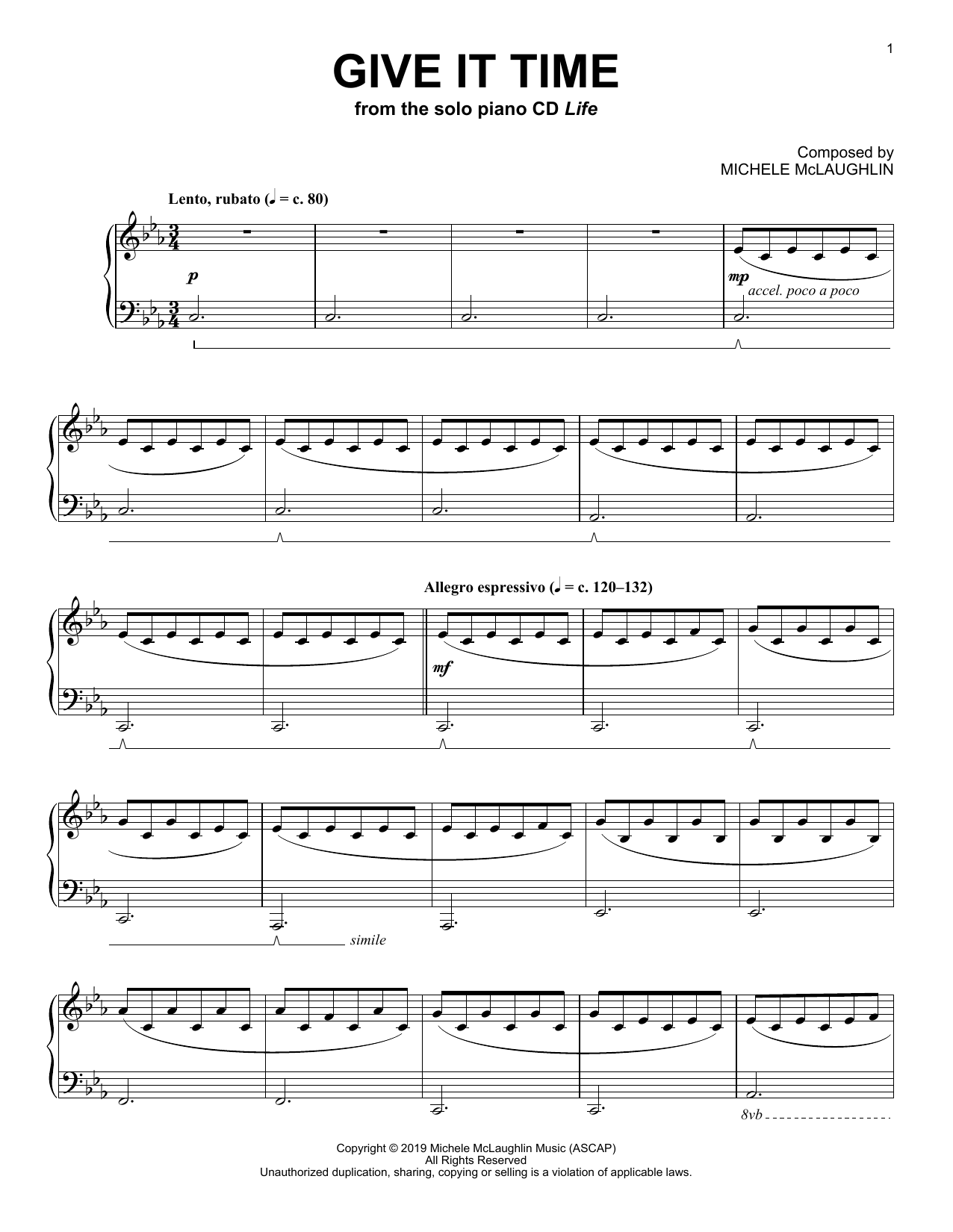 Michele McLaughlin Give It Time sheet music notes and chords. Download Printable PDF.