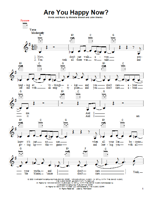 Michelle Branch Are You Happy Now Sheet Music Pdf Notes Chords