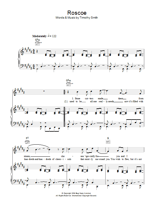 Midlake Roscoe sheet music notes and chords. Download Printable PDF.