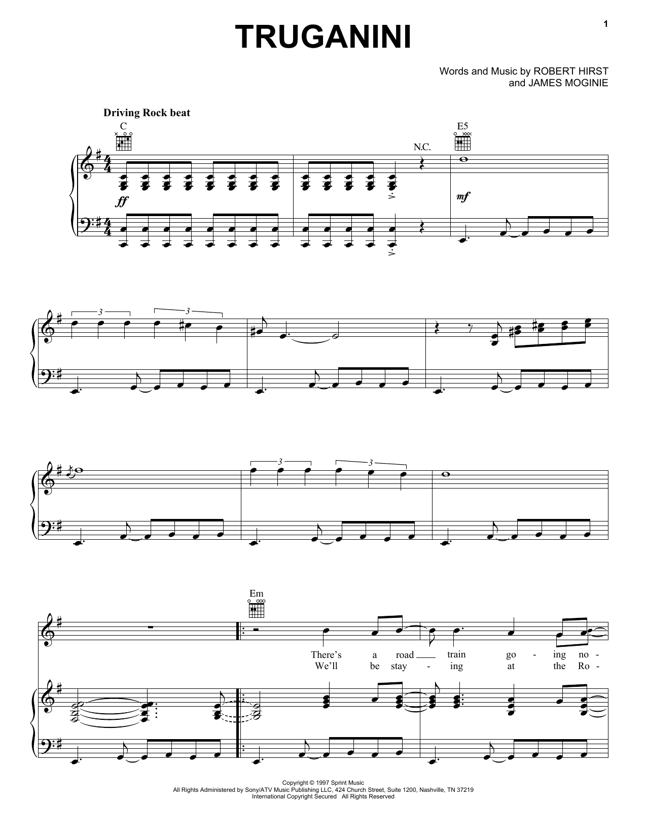 Midnight Oil Truganini sheet music notes and chords. Download Printable PDF.