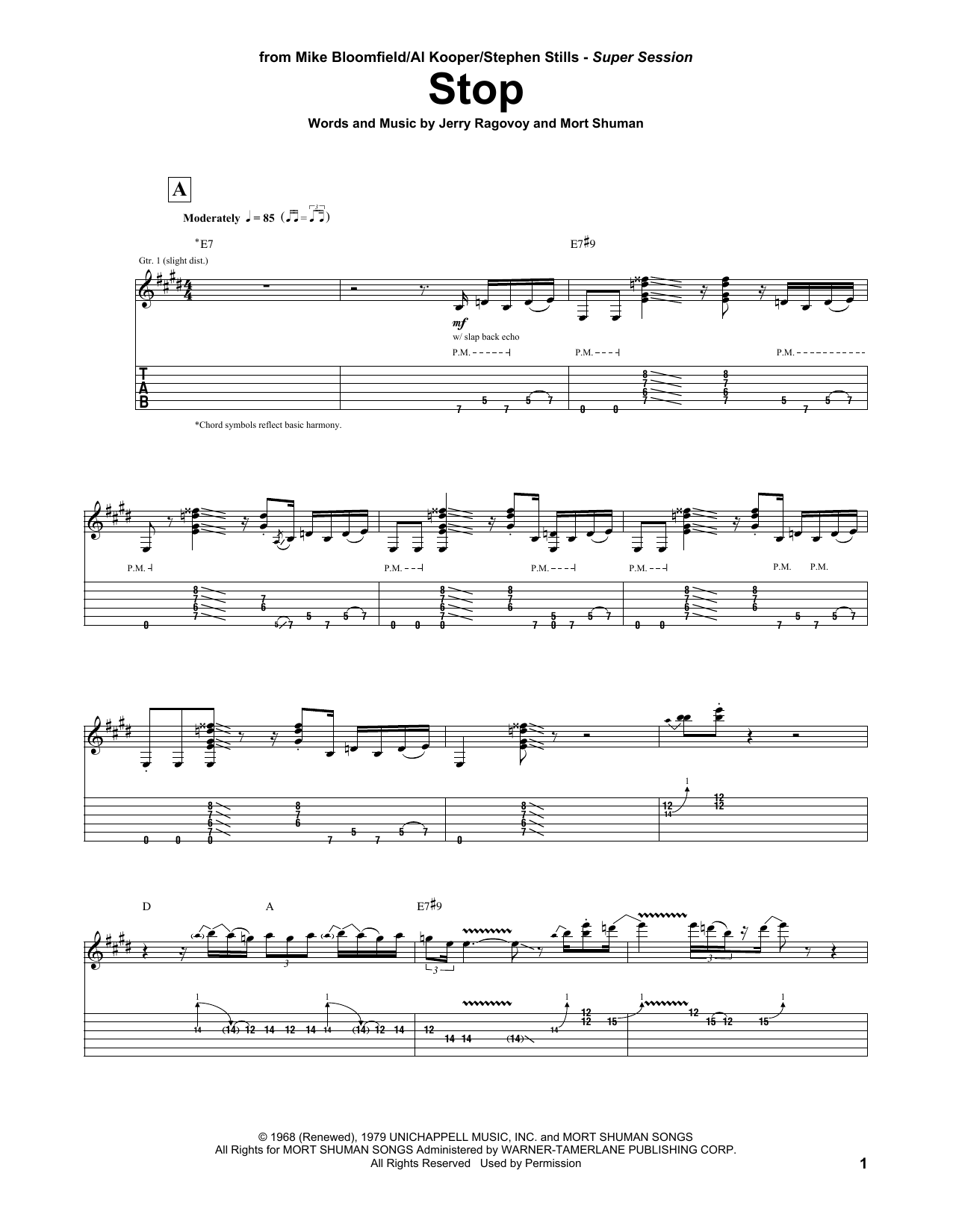 Learn to play Mike Bloomfield/Al Kooper/Stephen Stills Stop sheet music for Guitar Tab in minutes. Mike Bloomfield/Al Kooper/Stephen Stills Stop sheet music notes and chords. Download Printable PDF.