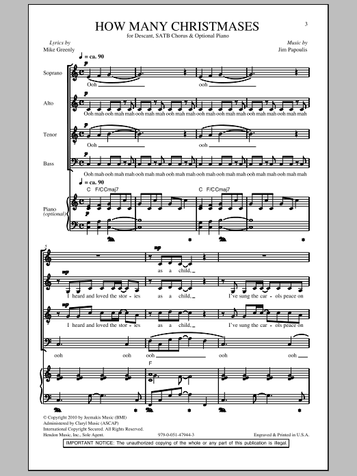 Mike Greenly How Many Christmases sheet music notes and chords. Download Printable PDF.