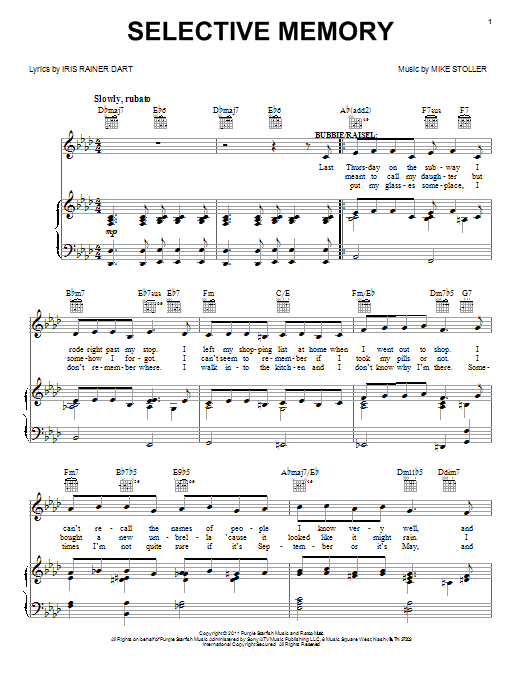 Mike Stoller Selective Memory sheet music notes and chords. Download Printable PDF.