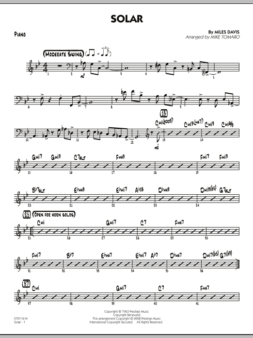 Mike Tomaro Solar - Piano sheet music notes and chords. Download Printable PDF.