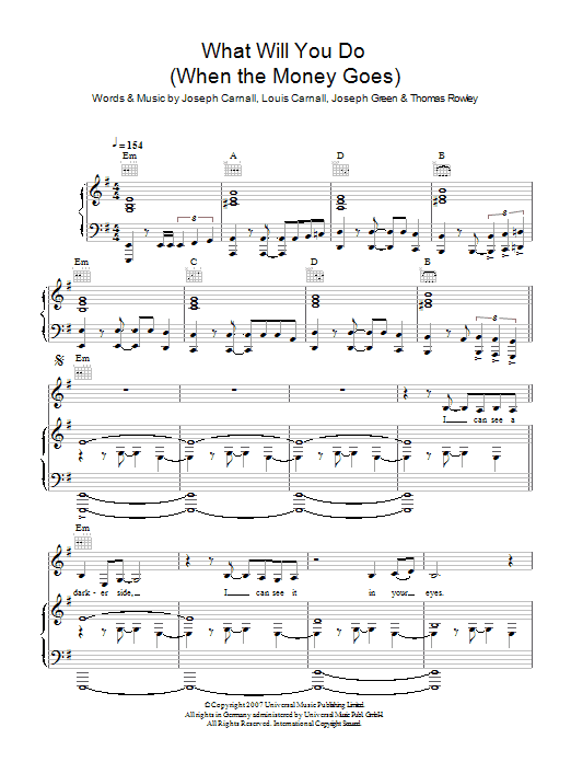 Learn to play Milburn What Will You Do (When The Money Goes) sheet music for Piano, Vocal & Guitar in minutes. Price: 6.9900$ Milburn What Will You Do (When The Money Goes) sheet music notes and chords. Download Printable PDF.