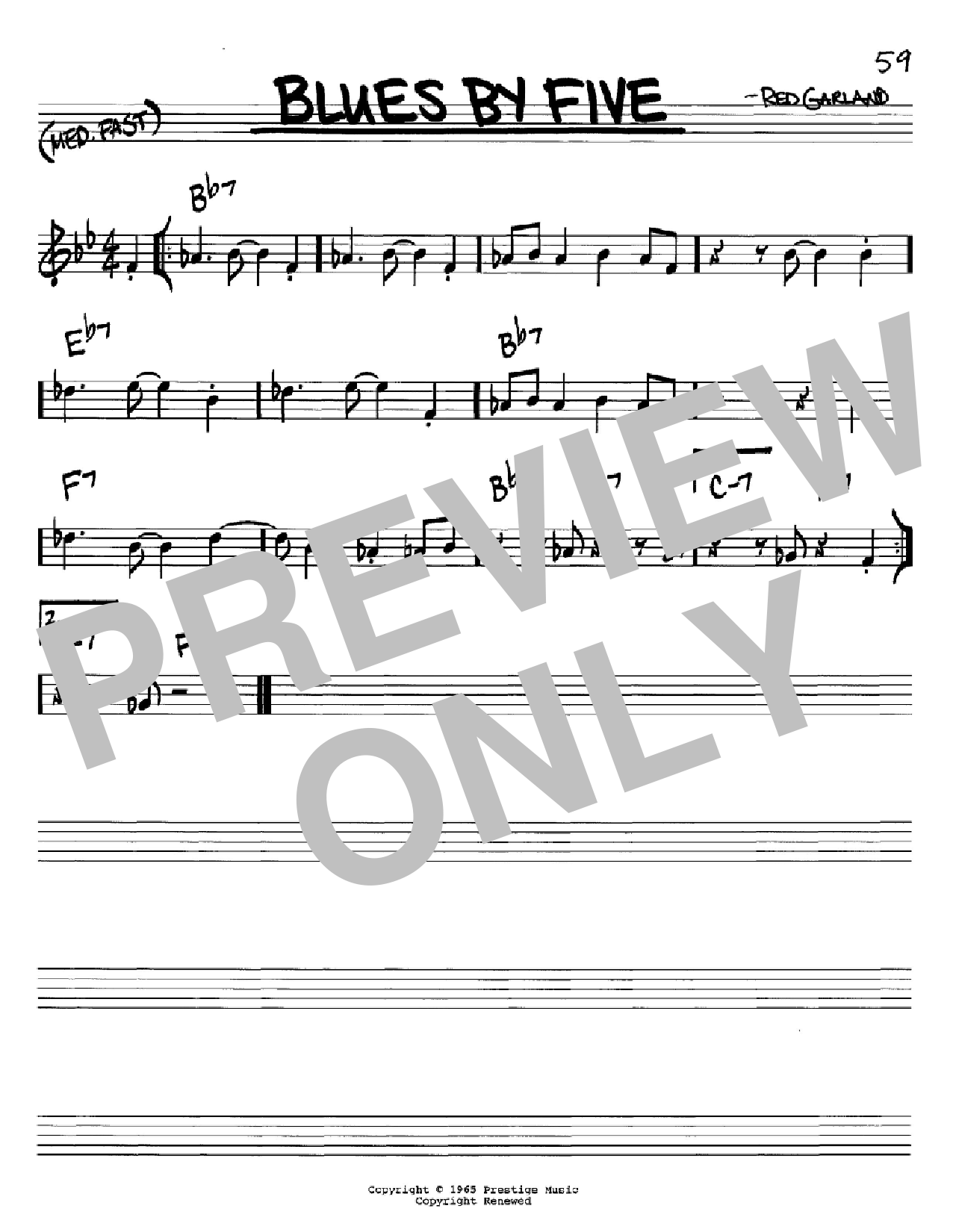 Miles Davis Blues By Five sheet music notes and chords. Download Printable PDF.