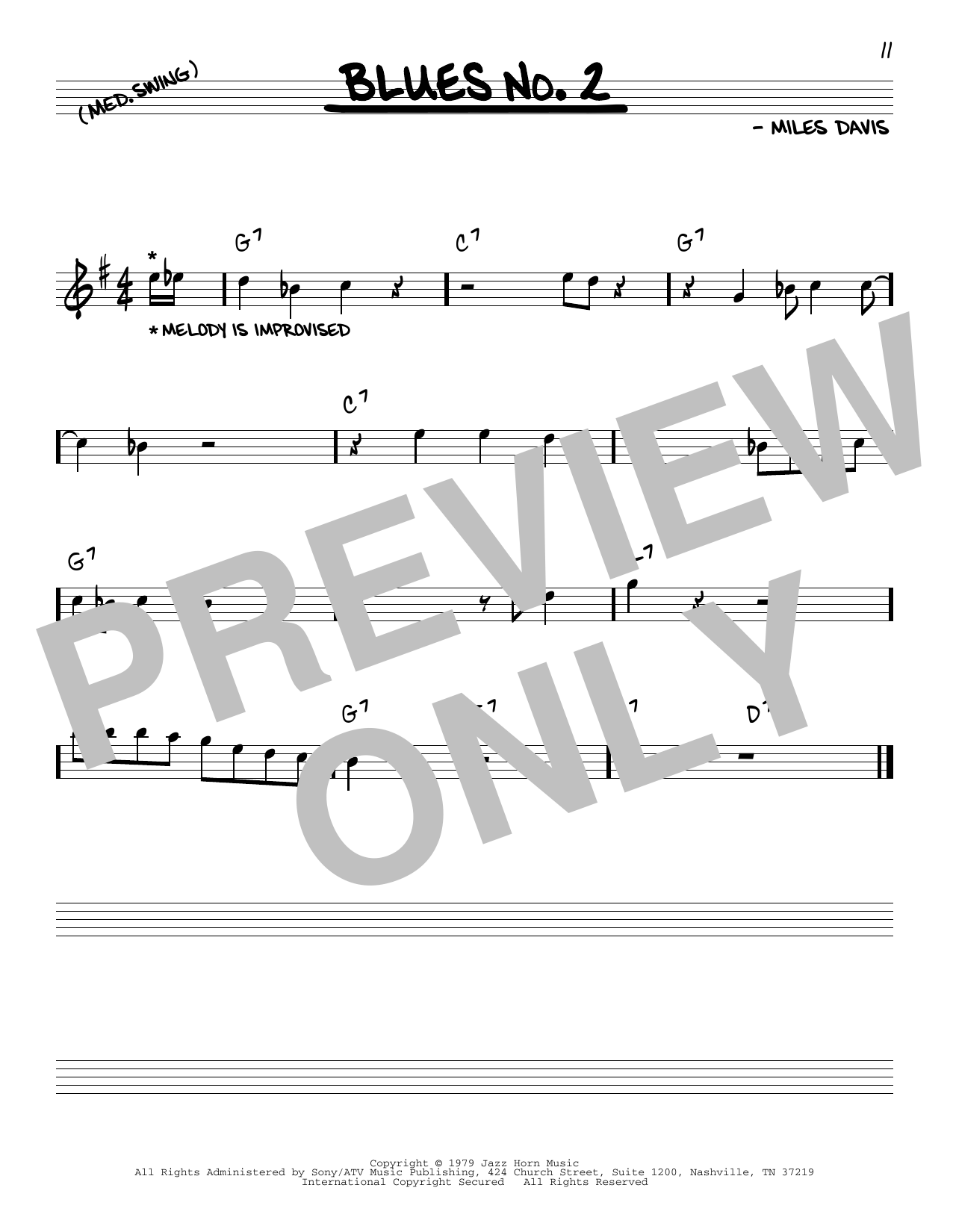 Miles Davis Blues No. 2 sheet music notes and chords. Download Printable PDF.