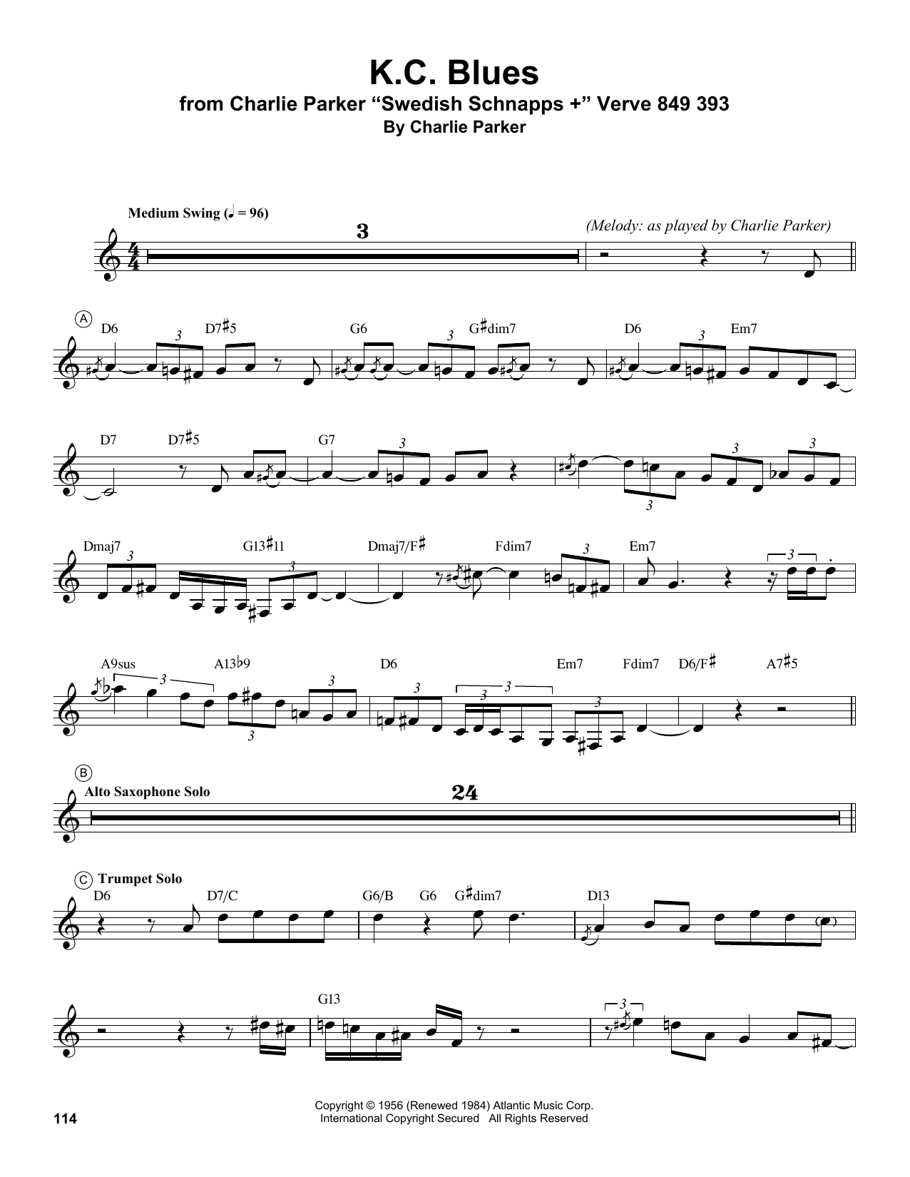 Miles Davis K.C. Blues sheet music notes and chords. Download Printable PDF.