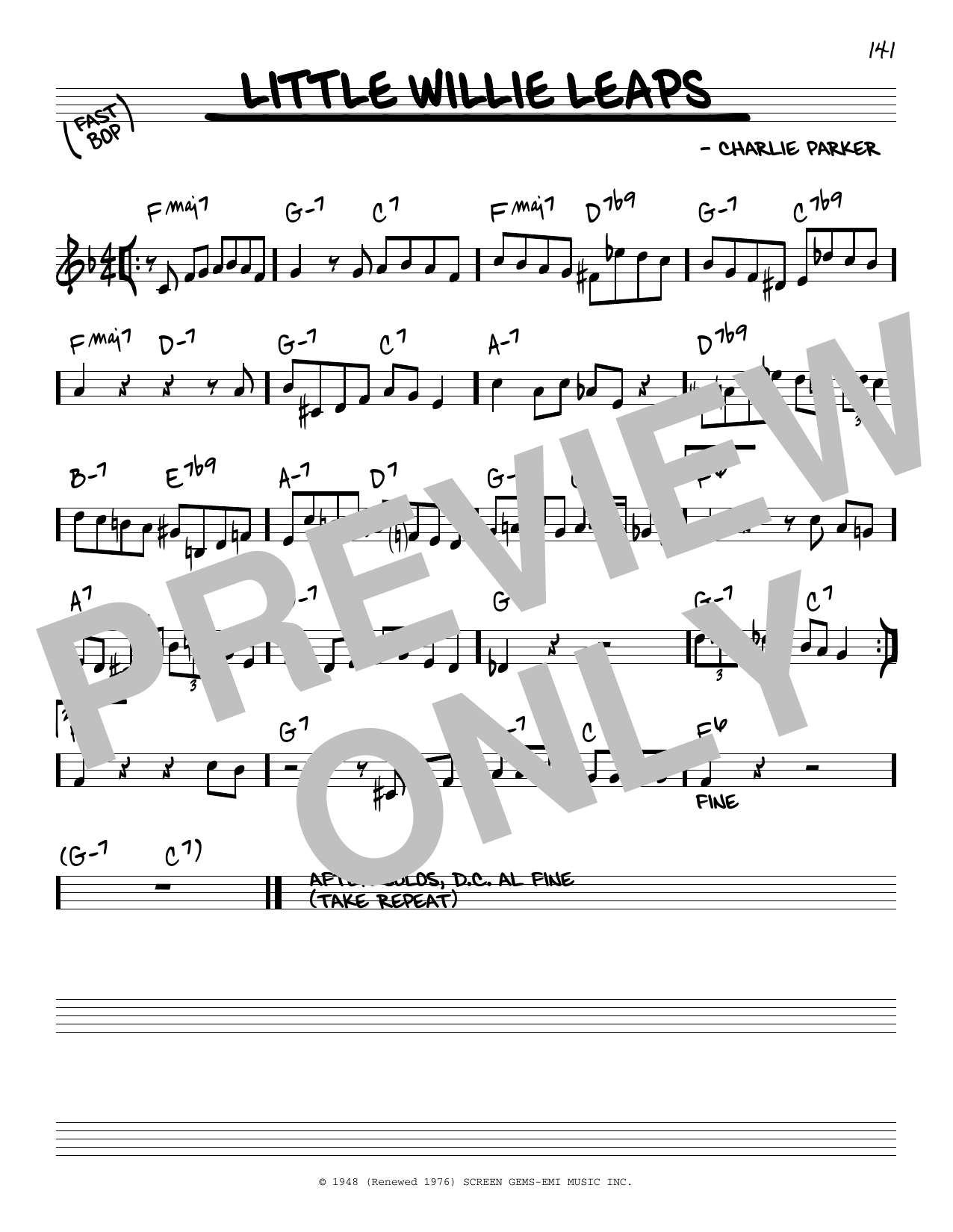 Miles Davis Little Willie Leaps sheet music notes and chords. Download Printable PDF.