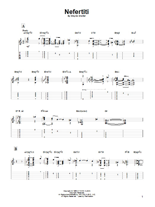 Learn to play Miles Davis Nefertiti sheet music for Guitar Tab in minutes. Miles Davis Nefertiti sheet music notes and chords. Download Printable PDF.