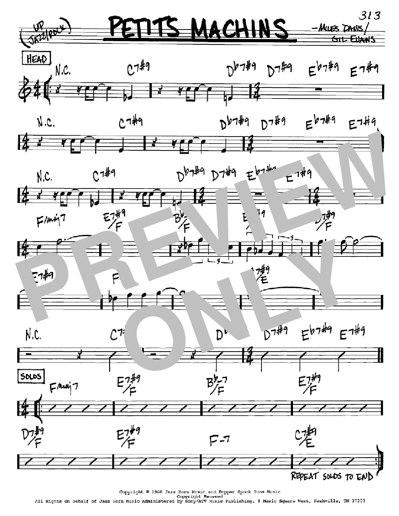 Miles Davis Petits Machins sheet music notes and chords. Download Printable PDF.