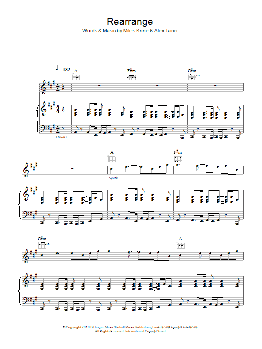 Miles Kane Rearrange sheet music notes and chords. Download Printable PDF.