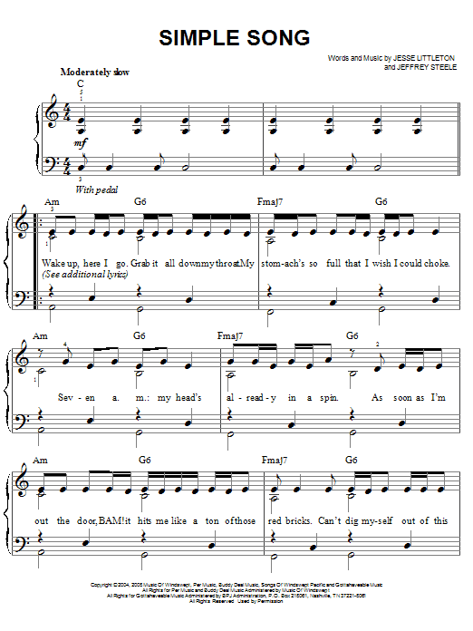 Miley Cyrus Simple Song sheet music notes and chords. Download Printable PDF.