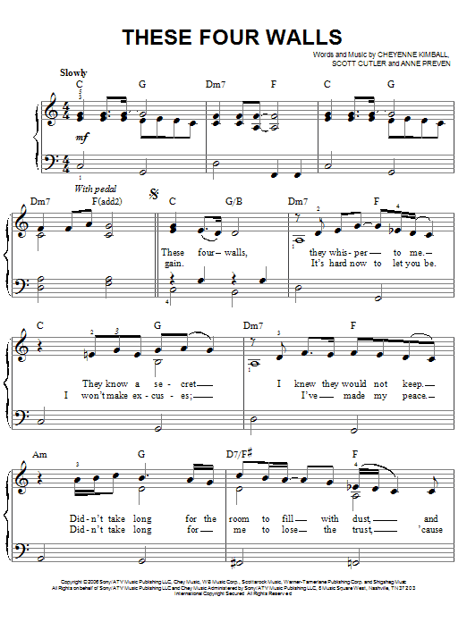 Miley Cyrus These Four Walls sheet music notes and chords. Download Printable PDF.