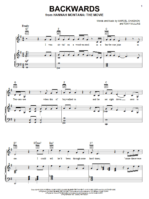 Rascal Flatts Backwards sheet music notes and chords. Download Printable PDF.